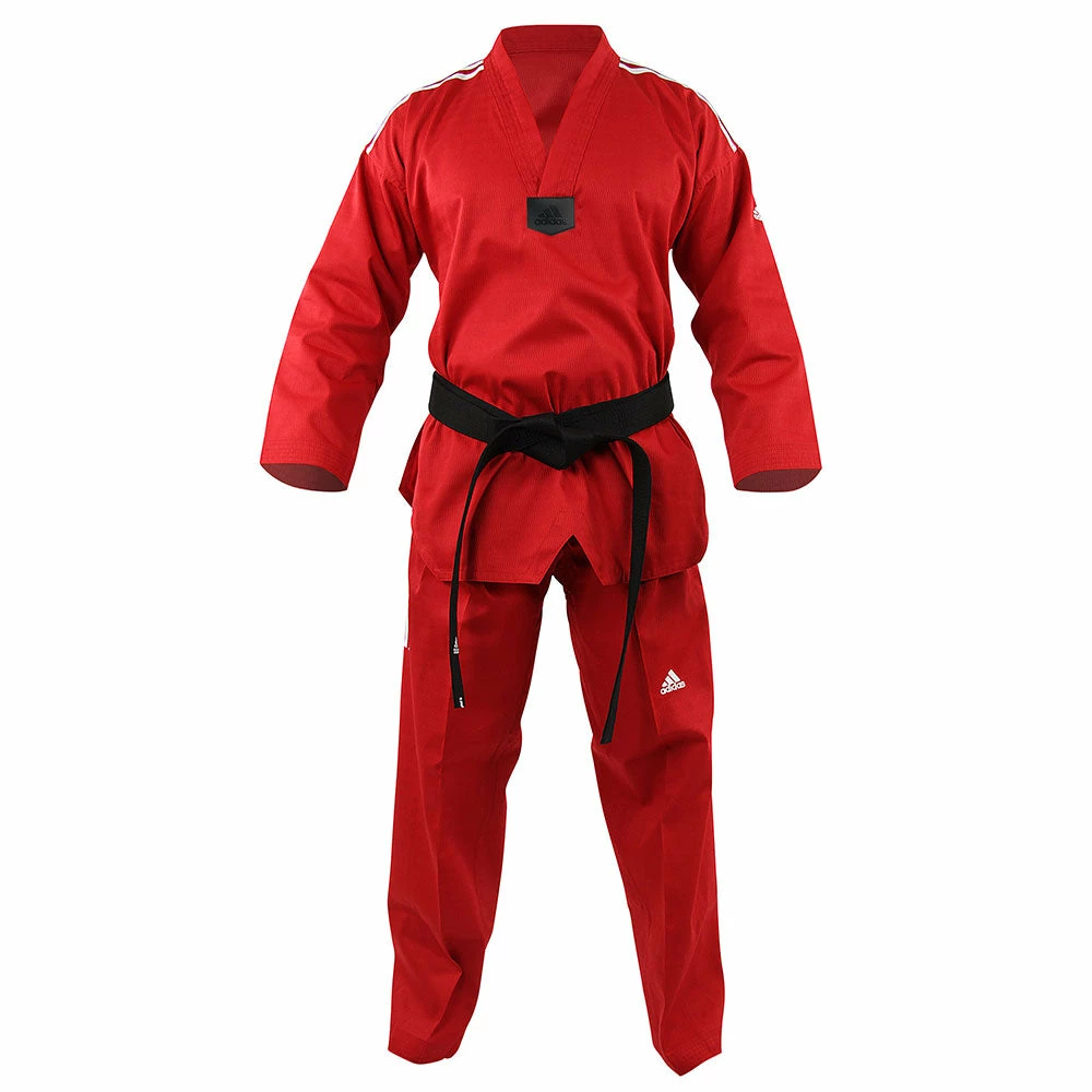 Adidas Coloured Taekwondo Dobok Red 3 Adidas Coloured Taekwondo Dobok Red